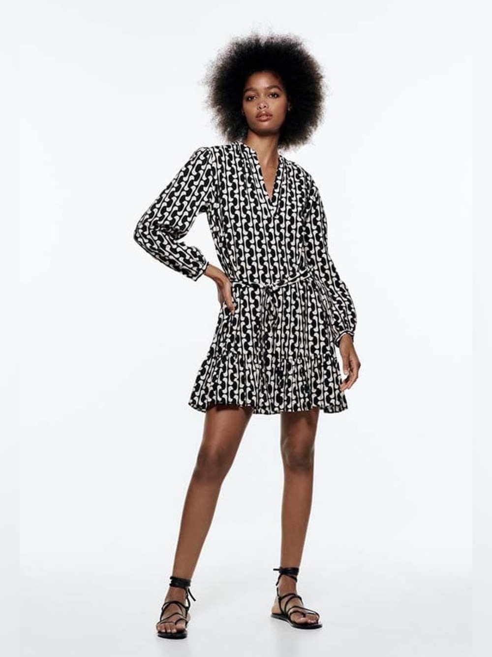 Zara Paula Geo Print Mini Dress Relaxed Fit M